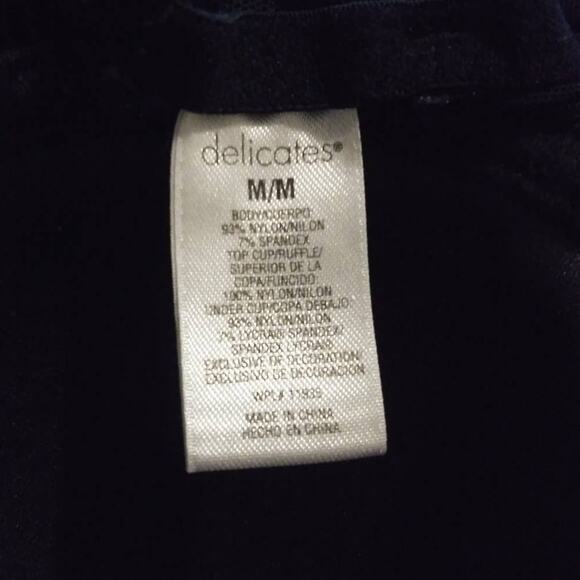 Delicates Black Lace up Back Floral Lace Sheer Corset Y2K Sz Medium Whimsigoth - Picture 3 of 4